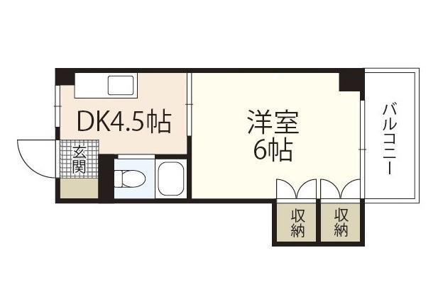 プロスパー楠木(1DK/2階)の間取り写真
