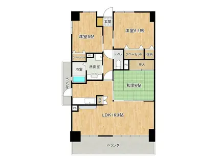 足立マンション2番館(3LDK/6階)の間取り写真