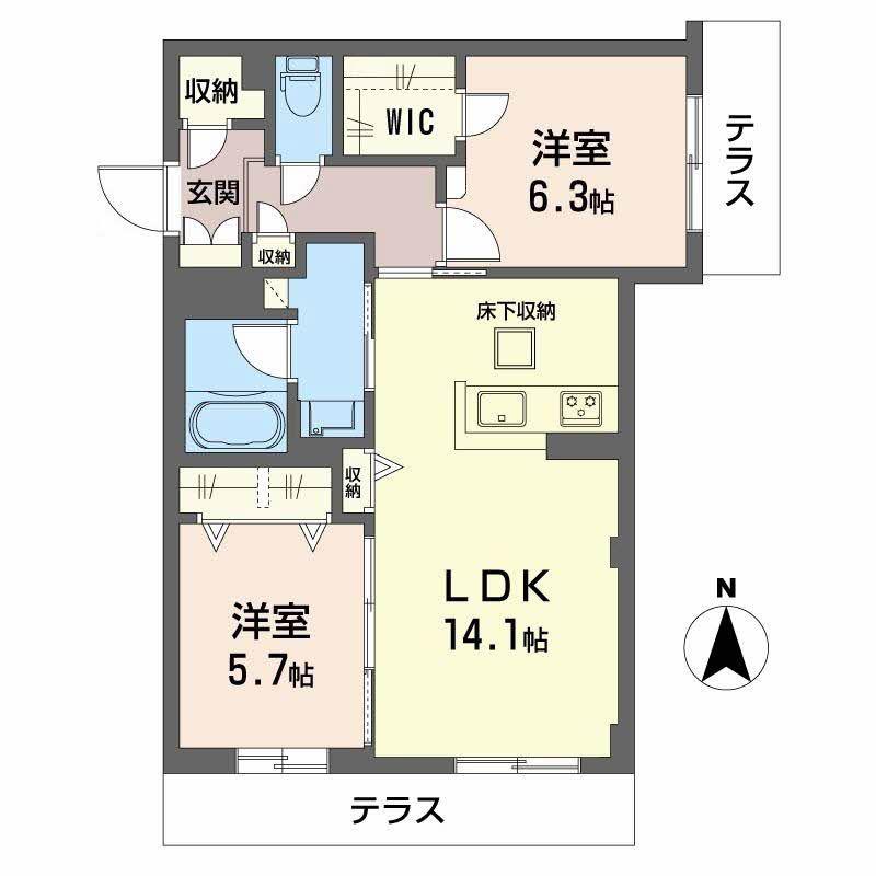 ベルスウィート(2LDK/1階)の間取り写真