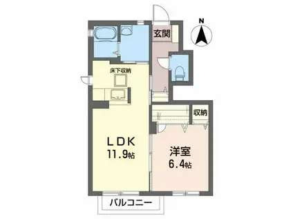 スワンヒルズ(1LDK/1階)の間取り写真