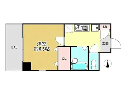 ソルジェンテハンター坂(1K/6階)の間取り写真