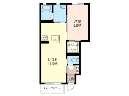 ベルビューB(1LDK/1階)の間取り写真