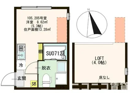 ハーモニーテラス東金町V(ワンルーム/1階)の間取り写真