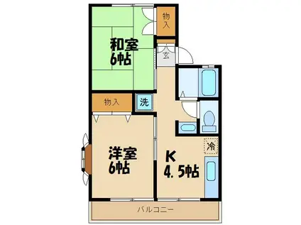 セジュール深大寺(2DK/2階)の間取り写真