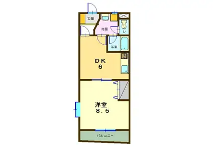 ヴィブレ宮脇(1DK/2階)の間取り写真