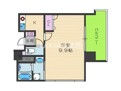 エスリード福島駅前第2(1K/10階)の間取り写真