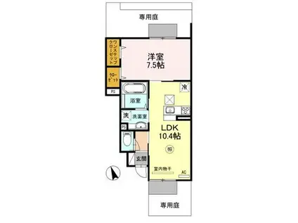 プレミールカーサ(1LDK/2階)の間取り写真