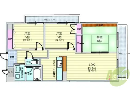 GRANPINO柴原(3LDK/2階)の間取り写真