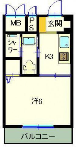 第6みぞたコーポ(1K/3階)の間取り写真