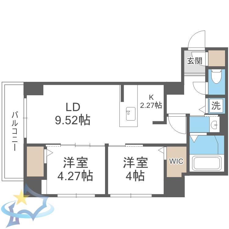 ASH MARUYAMA(2LDK/4階)の間取り写真