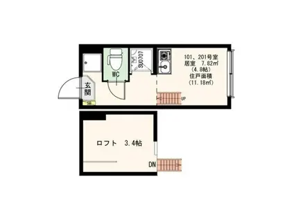 GLANZ(ワンルーム/1階)の間取り写真