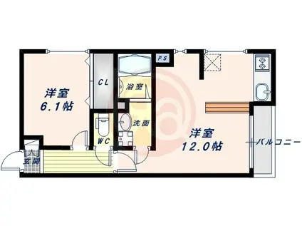 コンフォール帝塚山(1LDK/1階)の間取り写真