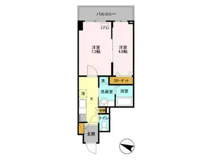 アーバンシャトー千葉(2K/1階)の間取り写真