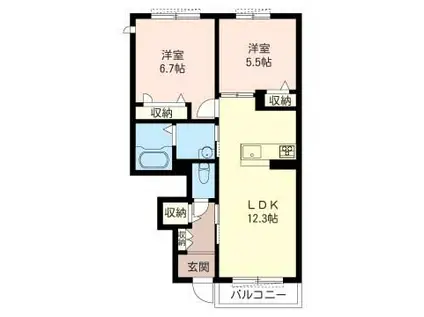 グランシャリオ(2LDK/1階)の間取り写真