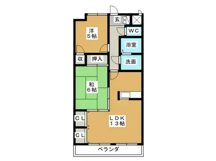 プリマローゼンパレス(2LDK/3階)の間取り写真