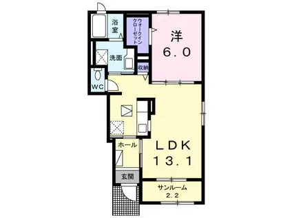シャトレ シエルIV(1LDK/1階)の間取り写真