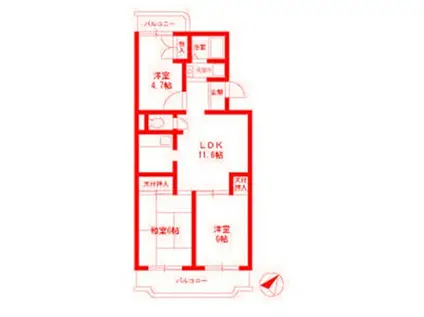 コ一トビレッジ辻堂(3LDK/2階)の間取り写真