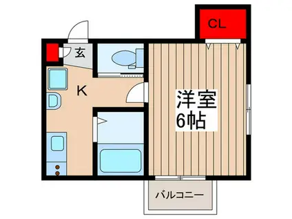 シャトーミレニア(1K/1階)の間取り写真