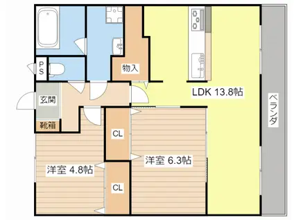 メゾン小西梅影III(2LDK/1階)の間取り写真