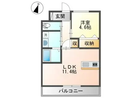 ソレイアード(1LDK/1階)の間取り写真