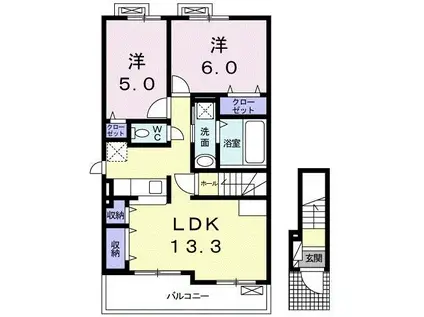 WIN BIRDII(2LDK/2階)の間取り写真