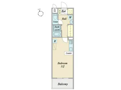 PINE イースト(ワンルーム/3階)の間取り写真