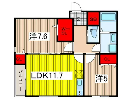ベル フローレ(2LDK/3階)の間取り写真