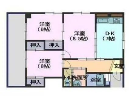 桝井ビル(3DK/2階)の間取り写真