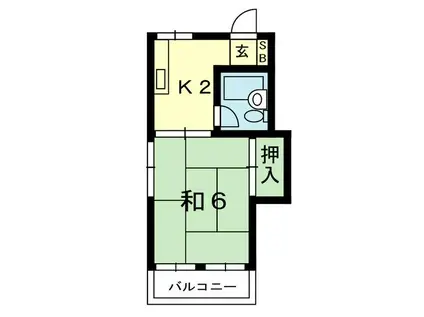 クラウン島崎(1K/1階)の間取り写真