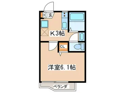プレジール玉川学園(1K/2階)の間取り写真