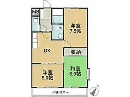 ピュアハイツ石崎(3DK/2階)の間取り写真