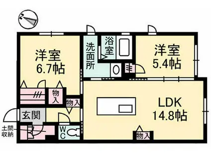  ファンコート船越(2LDK/1階)の間取り写真