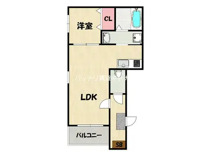 クラージュ諸岡(1LDK/1階)の間取り写真