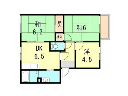 グリーンヴィレッジ南別府C(3DK/2階)の間取り写真