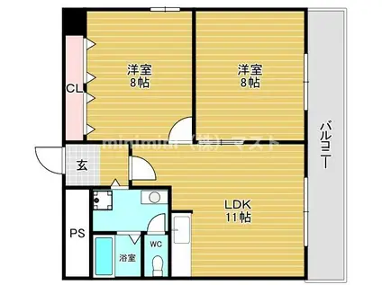 メゾンリエール(2LDK/5階)の間取り写真