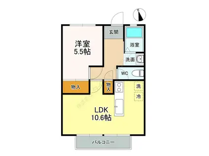MARK TERRACE(1LDK/1階)の間取り写真