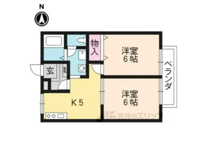 クレスト太秦(2DK/2階)の間取り写真