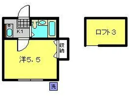 レオパレス金沢文庫第3(1K/2階)の間取り写真