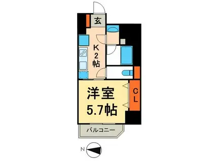 アインス蔵前(1K/3階)の間取り写真