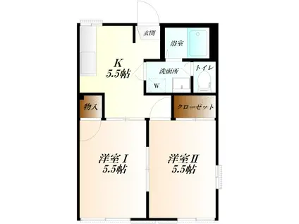 コーポアッツ(2DK/1階)の間取り写真