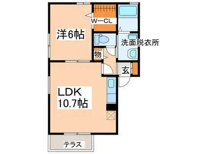 コンフォートAFKB棟(1LDK/1階)の間取り写真