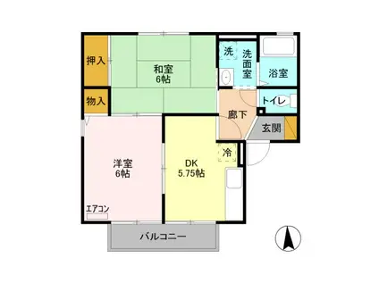 パミドール(2K/1階)の間取り写真