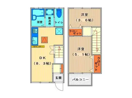 メゾネット蔵(2DK/1階)の間取り写真