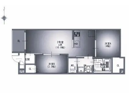 REGALEST栄生町(2LDK/1階)の間取り写真