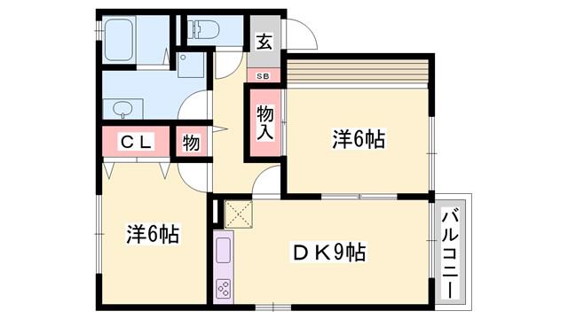 タウンコートオリビエA(2DK/2階)の間取り写真