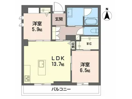 BELLE BLANCHE(2LDK/2階)の間取り写真