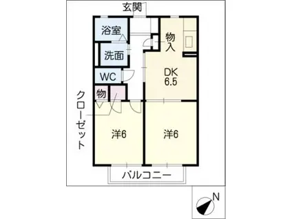 ボヌール(2DK/1階)の間取り写真