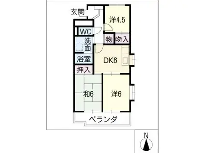 エスポアールK&K(3DK/1階)の間取り写真