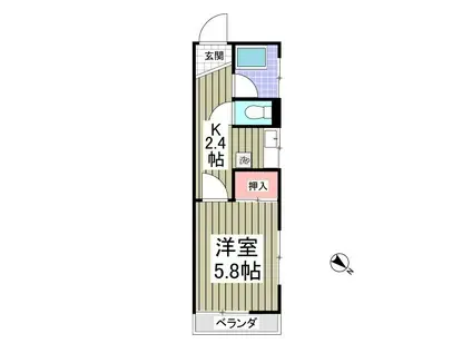 桂ハイツ(1K/2階)の間取り写真