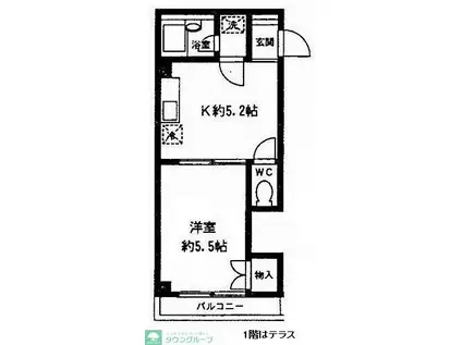 ベルフォーレ・K3(1DK/1階)の間取り写真